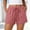 *Pink, variant on Binmer Women's Lace Hem Linen Blend Shorts, Elastic High Waist Drawstring Shorts with Pockets Black,Women's Plus L