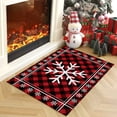 thumbnail image 5 of White Christmas Snowflake Doormats Rugs for Indoors,Red Black Buffalo Plaid Check Non-Slip Entrance Welcome Door Mats for Home/Bathroom/Kitchen/Bedroom Entry Way,18x30inch Rustic Farmhouse, 5 of 6