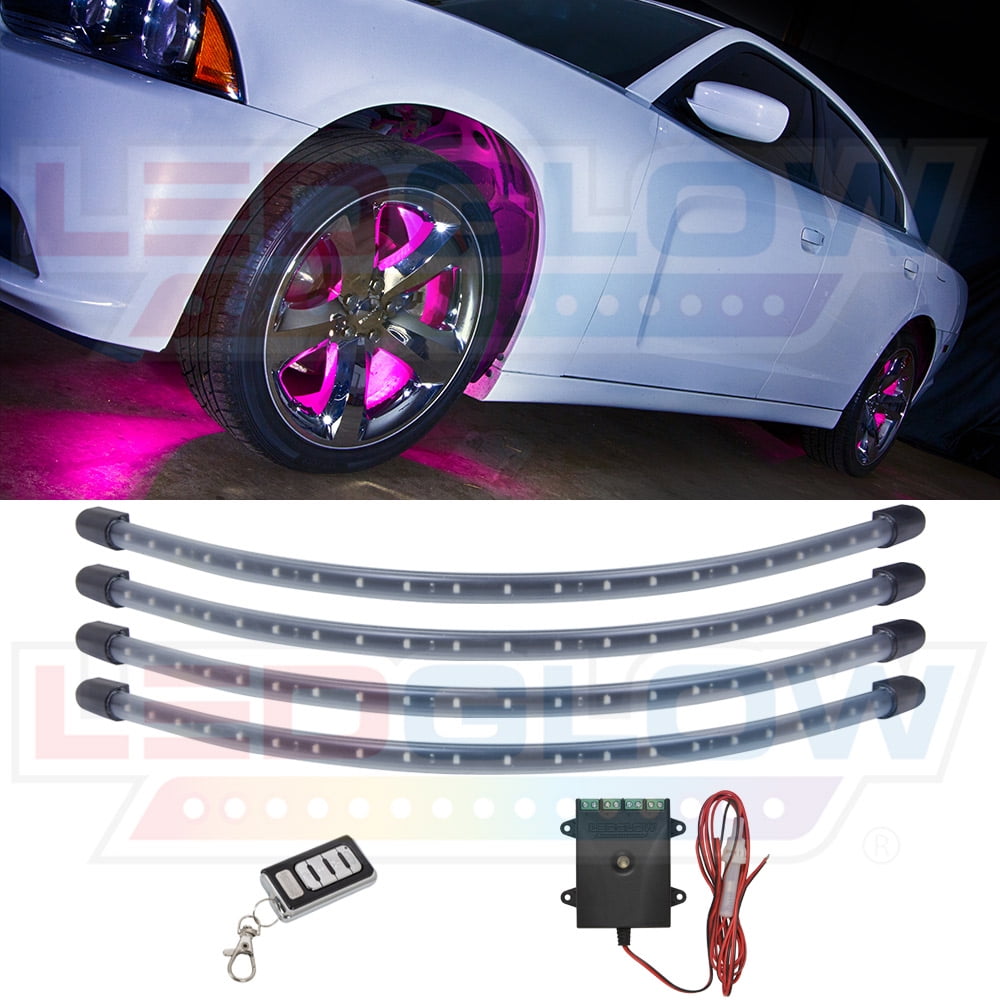 LEDGlow 4pc Pink LED Wheel Well Lighting Kit