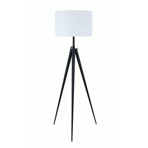 Height Adjustable Metal Tripod Floor Lamp With Fabric Shade White And Black Com Height Adjustable Metal Tripod Floor, Black Metal Tripod Floor Lamp Base