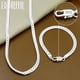 thumbnail image 2 of DOTEFFIL 925 Plata de Ley 8/16/18/20/22/24 pulgadas 6mm cadena lateral collar pulsera para mujer hombre moda encanto boda joyería Tan Jianjun unisex, 2 of 2