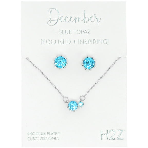 Pavilion Gift Company - December Blue Topaz - 16.5"-18.5" Birthstone Jewelry Gift Set