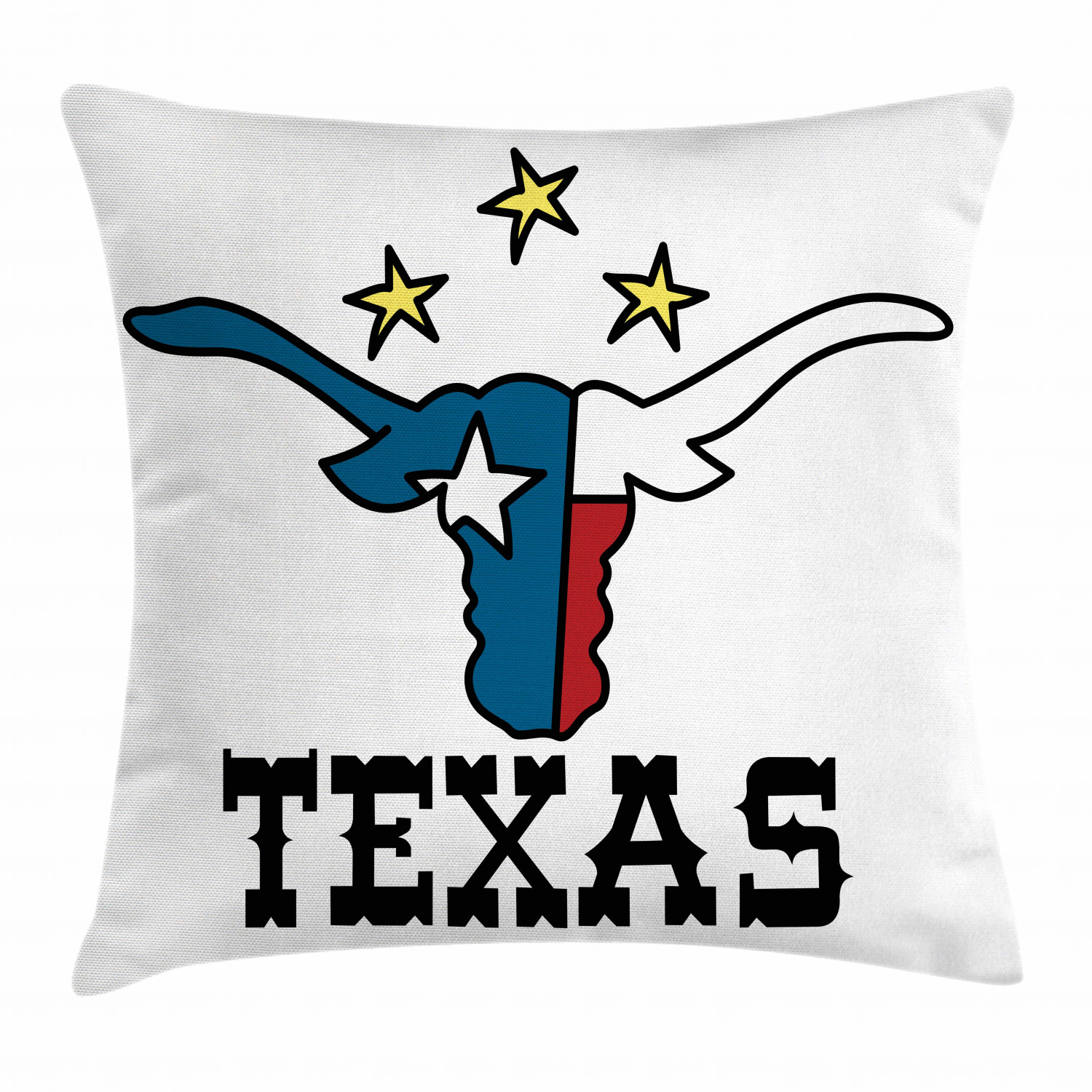Texas Star Throw Pillow Cushion Cover, Doodle Style ...