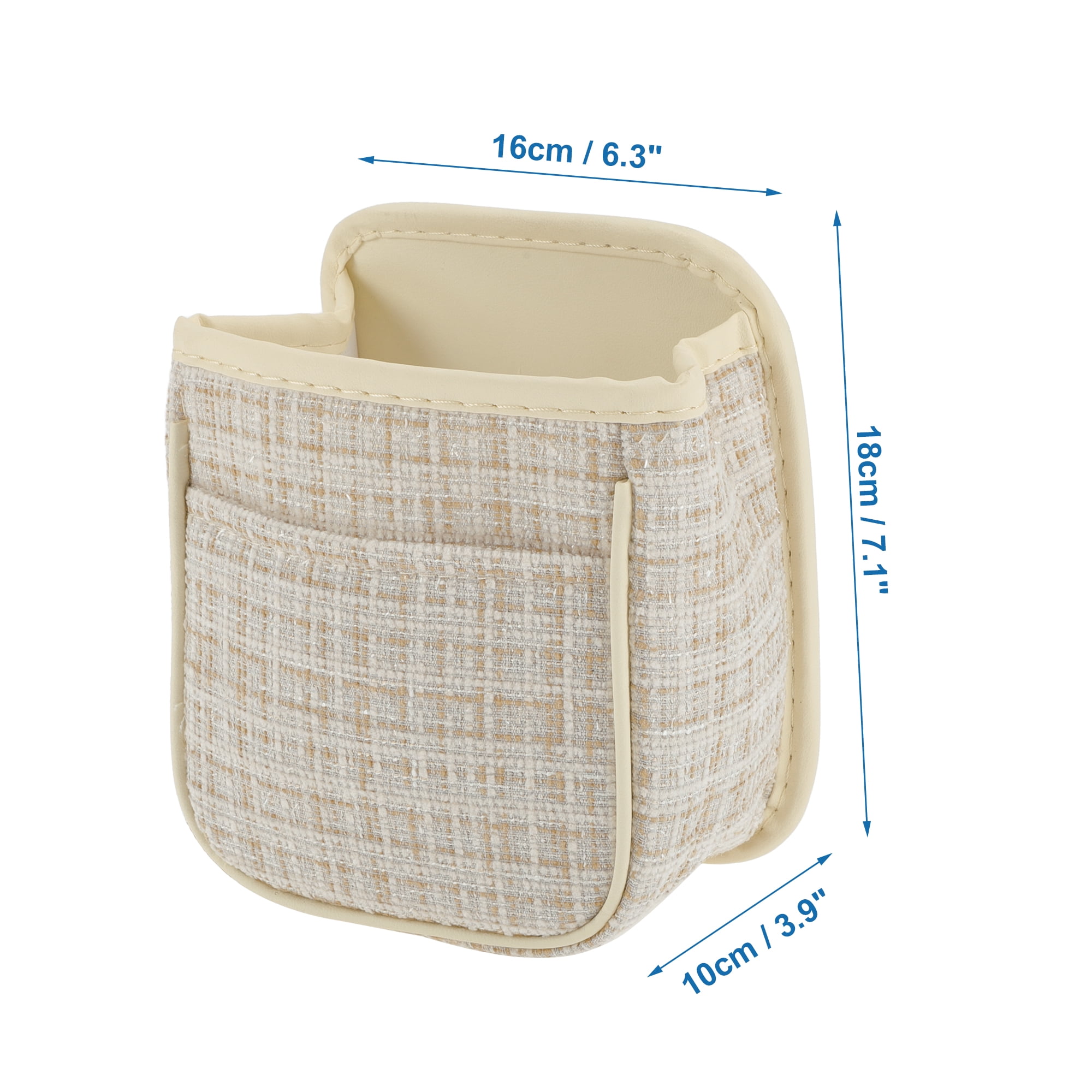 Unique Bargains Car Trash Can Hanging 6.3x3.9x7.1in Bin Fabric 1 Pcs Beige