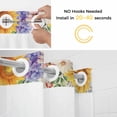 thumbnail image 2 of Sunflower Butterfly No Hooks Shower Curtain with Snap-in Liner Yellow Bee Sunflower Purple Hydrangea White Daisy Linen Texture Shower Curtains for Bathroom, Waterproof, Easy Install, Washable 48"x72", 2 of 9
