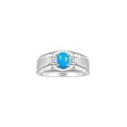 thumbnail image 1 of RYLOS Men's Rings Sterling Silver Classic 7X5MM Oval Gemstone & Diamond Ring Turquoise Birthstone Rings For Men, Silver Rings, Size 9, 1 of 7