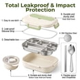 thumbnail image 2 of M Buder Bento Box for Kids, Leak-Proof 304 Stainless steel Lunch Box with 5 Compartments , Double Insulated Food Jar, Fork, Spoon, Green, 2 of 10