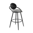 thumbnail image 3 of Silla Taburete de Bar Benzara Carny Giratoria con Hierro Negro y Cuero Sintético Gris Vintage, 3 of 9