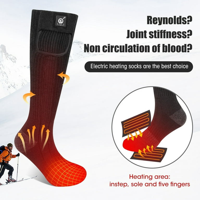 Sun Will Electric Heating Socks Black Unisex Rechargeable Battery Warm Socks  S-XL 