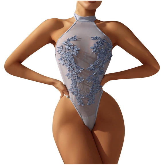 Hfnxid Lingerie for Women Lace Bodysuit One Piece Lingerie Halter Babydoll Underwear