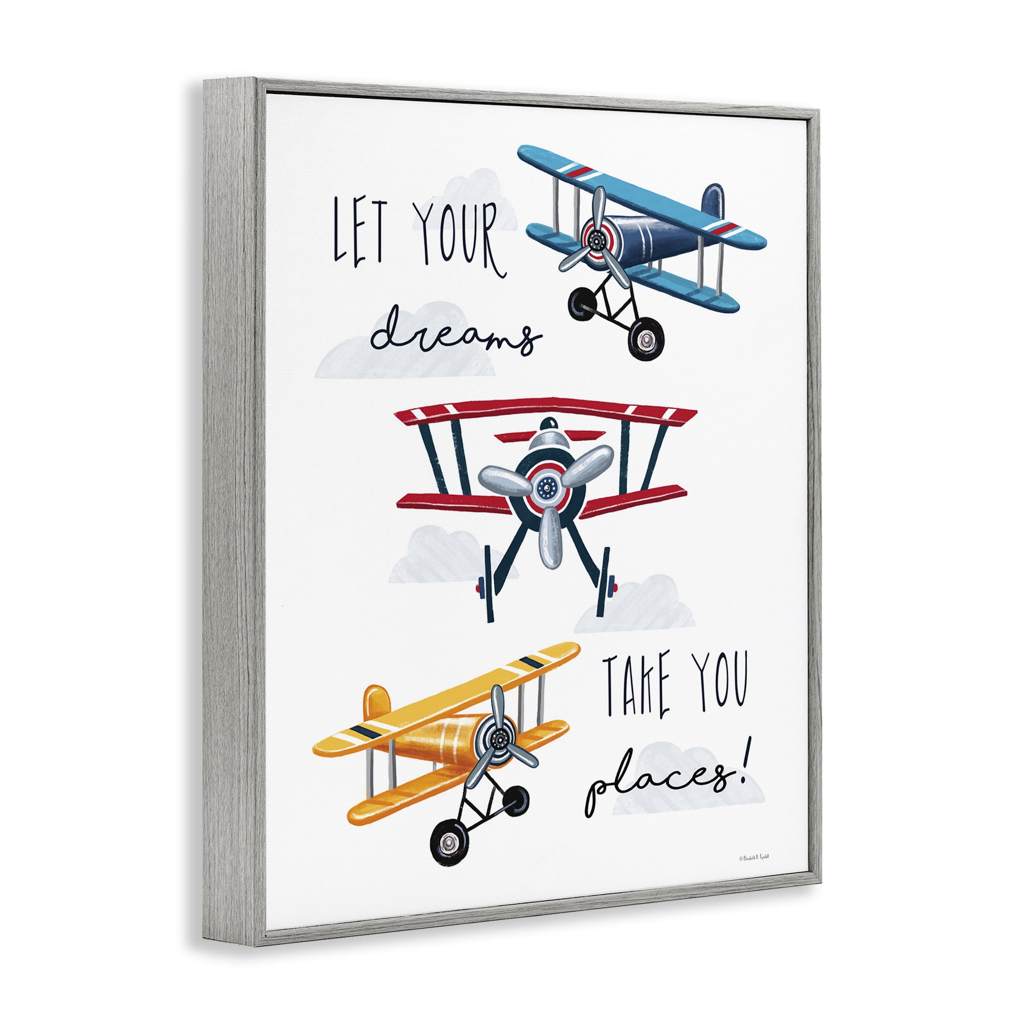 Stupell Industries Dreams Take You Places Transportation Painting Gray Framed Art Print Wall Art, 24 x 30