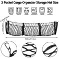 thumbnail image 5 of Automotive Cargo Net Stretchable and 3 Pocket Trunk Net Organizer Black Car Interior Accessories Cargo Storage Mesh Net Truck Bed Grocery Holder with Hooks Screws Buttonholes (43.3 x 15.7 Inches), 5 of 7