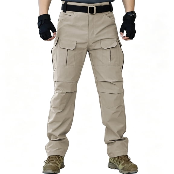 Men Heavy Duty Twill Multi Pocket Work Pants Relaxed Fit Construction