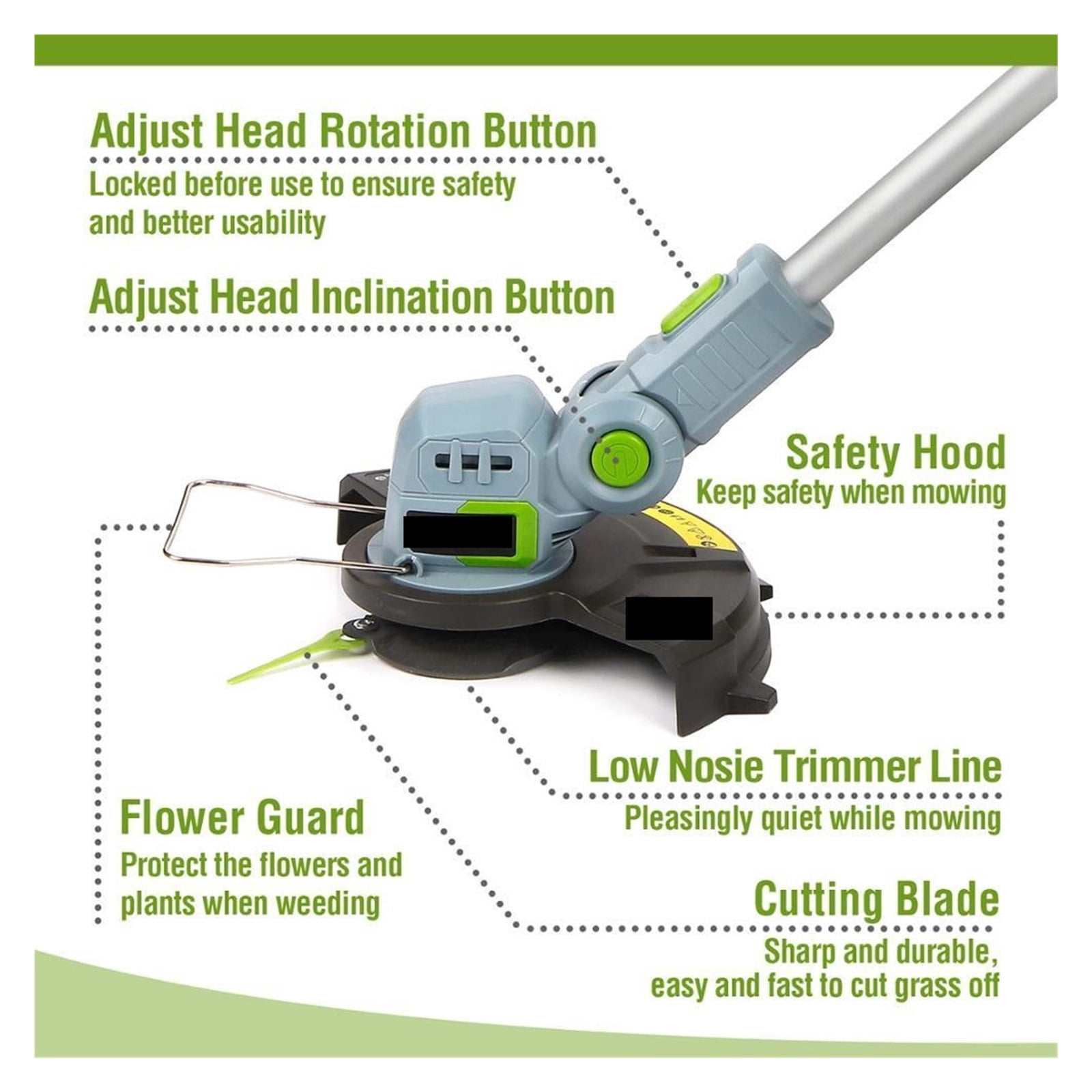 Cutter Pruning Garden Tools20V Electric Lawn Mower Cordless Grass Trimmer Auto Release String With 20PC Spare Blades ,2 IN 1 Trimmer & Edger