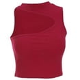 thumbnail image 2 of Chaleco de mujer sin mangas de color sólido con hombros descubiertos y camiseta sin mangas delgada de algodón, rojo, M sidaley AP001384-05B, 2 of 7