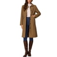 thumbnail image 2 of Abrigo de cuello INSPIRE CHIC para mujer, con botones, de manga larga, estilo A-line, casual, abrigo largo de invierno M marrón, 2 of 6