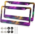 thumbnail image 2 of 2Pcs License Plate Frames Mardi Gras Universal Aluminum License Plate Holder Cover Rust-Proof Car Tag Frame with Screw Caps Home Decor, 2 of 7