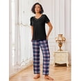 thumbnail image 2 of Ekouaer Pajamas for Women Set 2 Piece Lounge Set Soft Pajama Sets Short Sleeve and Pants Pj Sets Loose Sleepwear with Pockets, 2 of 6