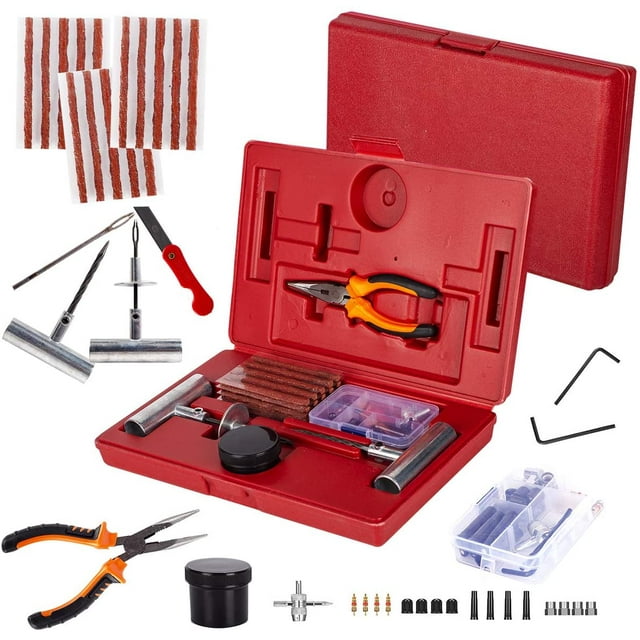 NOSTAFY Heavy Duty Universal Tire Puncture Tools Repair Kit (55pc, Red)