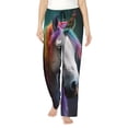 thumbnail image 1 of Balery Colorful Haired White Horse Pantalones de pijama para mujer, pijamas ultraligeros, pantalones de estar por casa-Medium, 1 of 6