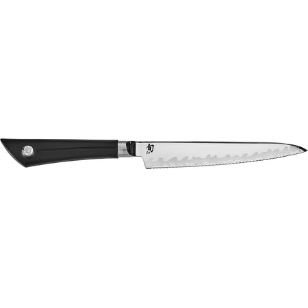 Sora 5.5" Serrated Utility Knife, Handcrafted Japanese Kitchen Knife, VG10 Steel Edge and 420J Stainless Steel Blade, Balanced Handle, Precision and Sharpness for Professional and Home Chefs