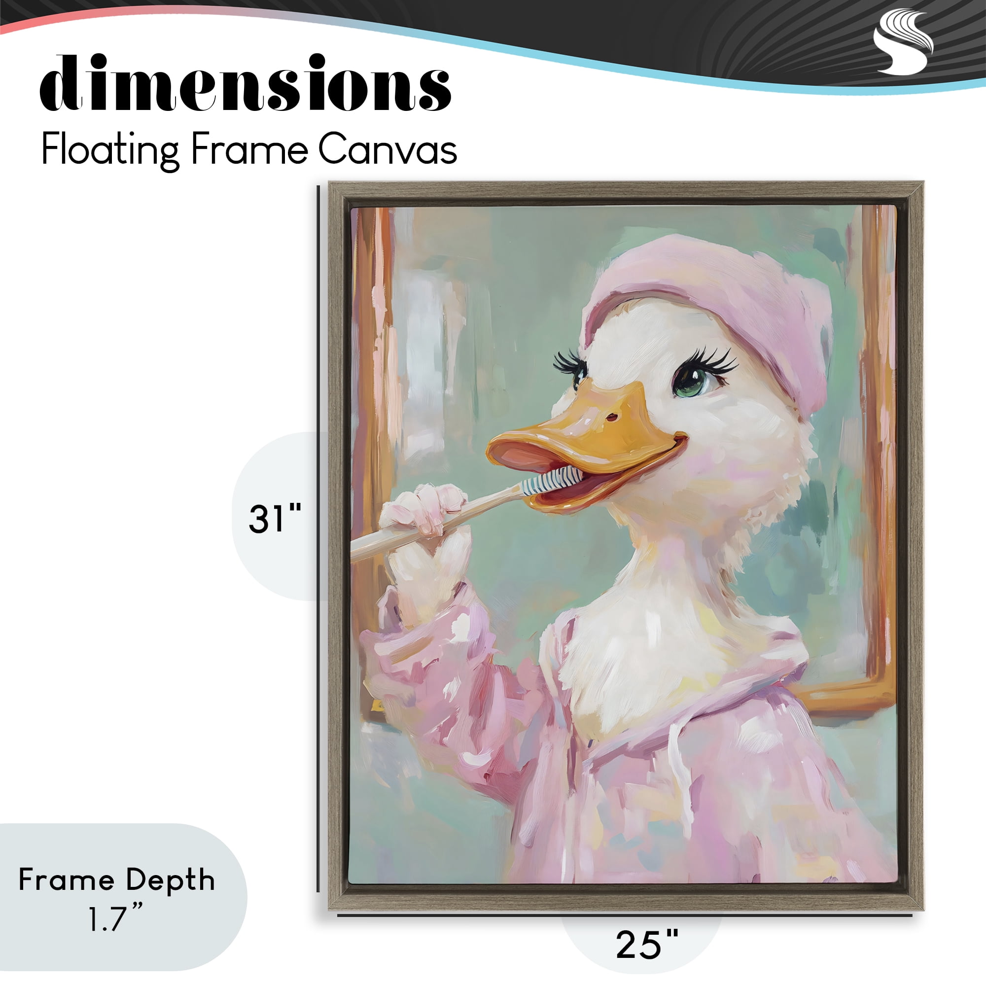 Stupell Industries Duck Brushing Teeth Brown Framed Floater Canvas Wall Art, design by The Prints Vibe