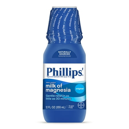 Phillips' Milk of Magnesia Liquid Magnesium Laxative Original, 12 oz, Bottle