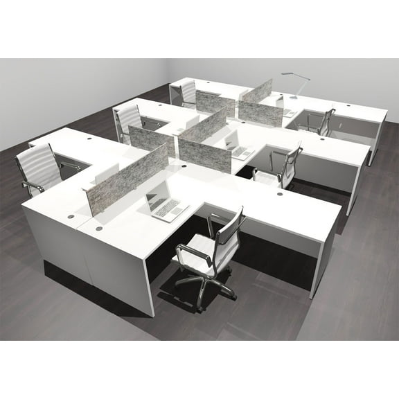 Six Person Modern Accoustic Divider Office Workstation Desk Set, #OF-CPN-FPRG33
