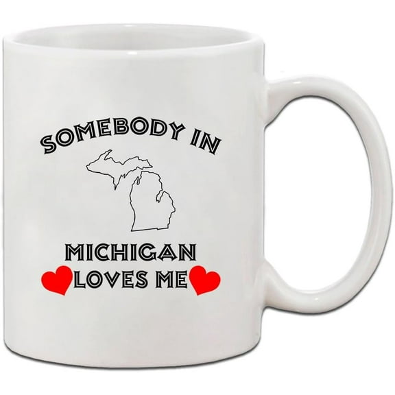 Speedy Pros Somebody In Michigan Loves Me Ceramic Coffee Tea Mug Cup Holiday Christmas Hanukkah Gift For Men & Women