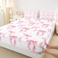 thumbnail image 5 of spefrowx Watercolor Pink Bow Queen Sheets for Girls, Cartoon Polka Dot Queen Sheet Sets, 4pcs, 1 Flat Sheet, 1 Fitted Sheet and 2 Pillowcases, 5 of 6