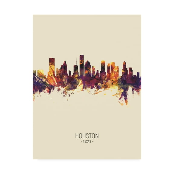 Trademark Fine Art 'Houston Texas Skyline Portrait III' Canvas Art by Michael Tompsett