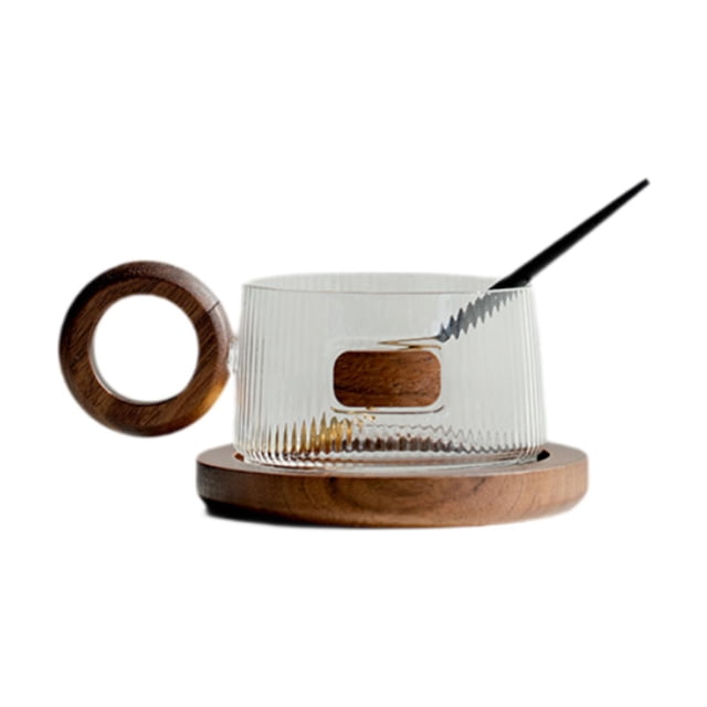 Taza de café con platillo, taza de café expreso , taza de té novedosa, taza de café con rayas verticales para regalo de inauguración de la Mango redondo