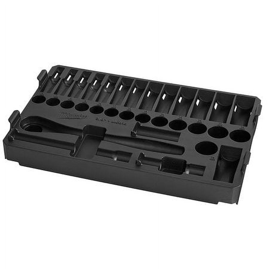 1 Set, Milwaukee 48-22-9482T 32Pc 3/8 In. Drive Ratchet And Socket Tray - Metric