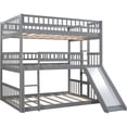 thumbnail image 3 of Harper & Bright Designs Full over Full over Full Triple Bunk Bed for Bedroom with Slide, Gray, 3 of 14