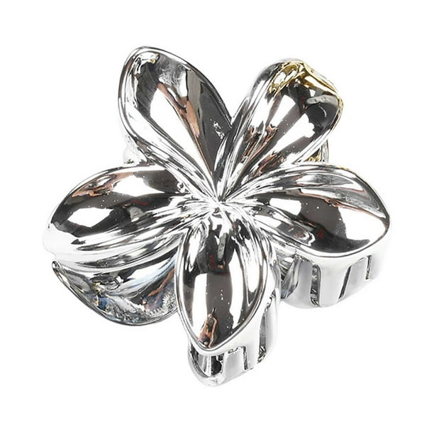 Flor de plumeria dorada/plateada. Elegante pinza para el pelo. Pinzas grandes y pequeñas para cabello grueso y fino. Accesorios para peinar el cabello