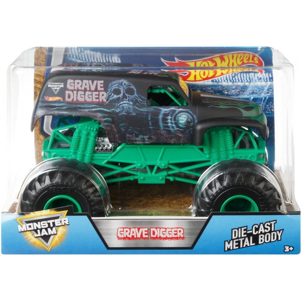 Hot Wheels Monster Jam 1:24 Scale Grave Digger Throwback Car Play Vehicles