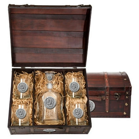 - Baylor University Bears Decanter Set Whiskey Bottle and Glasses