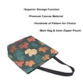 thumbnail image 3 of Open Top Canvas Tote Bag with Zipper Reusable Shopping Bag 13.5x15" Roomy Carryall Teal and Red Maple Leaves, 3 of 9