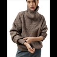 thumbnail image 2 of Suéteres de Mujer Otoño Invierno 2025, Jersey Informal de Punto con Cremallera de un Cuarto de Pulgada, Jersey de Punto de Diamante Café M, 2 of 10