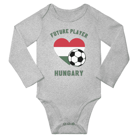 

Future Hungary Soccer Player Baby Long Slevve Rompers Clothes Outfits (Gray 12-18 Months)