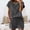 Dark Gray, variant on Two Piece Lounge Sets for Women Crew Neck Short Sleeve Shirt and Matching Shorts Summer Casual Sweatsuits