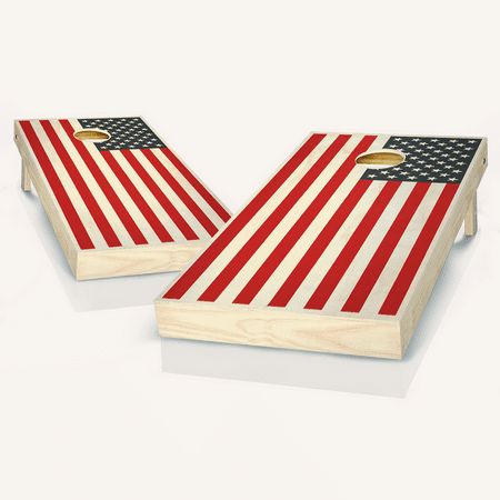 Skip's Garage American Flag Colors Solid Wood Cornhole Board Set