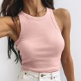 thumbnail image 3 of Women Sleeveless Shirts New Women's Color Sleeveless Round Neck Short Vests Tank Tops 2025 Tank Tops for Women Trendy Pinky M, 3 of 8