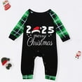 thumbnail image 2 of Yindaity Holiday Christmas Pajamas Family Matching Pajamas Set Crew Letter Print Long Sleeve Top And 2025 Pattern Trousers Sleepwear Outfits (Green,0-3 Months), 2 of 3