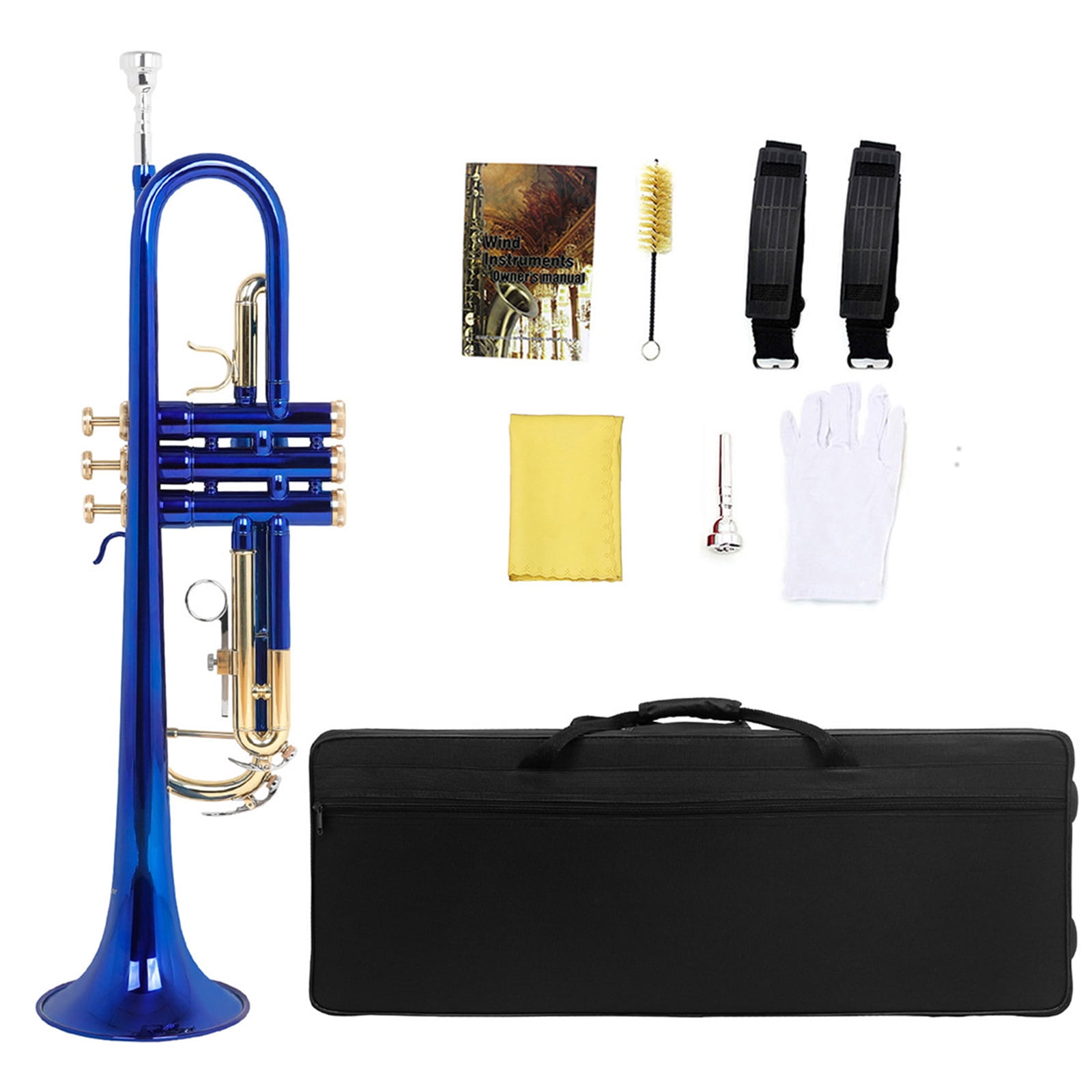 Standard Trumpet Brass Student Trumpet Instrument With Storage Case Horn for Children and Adults Beginner