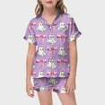 thumbnail image 2 of Likimi Toddler Child Girls Halloween Pajamas Set Short Sleeve Hallowmas Ghost Print Lapel Button Down Pjs Tops With Shorts For Party Comfort Homewear, 2 of 4