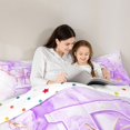 thumbnail image 4 of Manfei 3D Cartoon Bownot Print Full Size Comforter Sets,White Purple Monogrammed E Bedding Comforter Set,Polkadot Reversible,3 Pieces,1 Comforter and 2 Pillowcases, 4 of 7