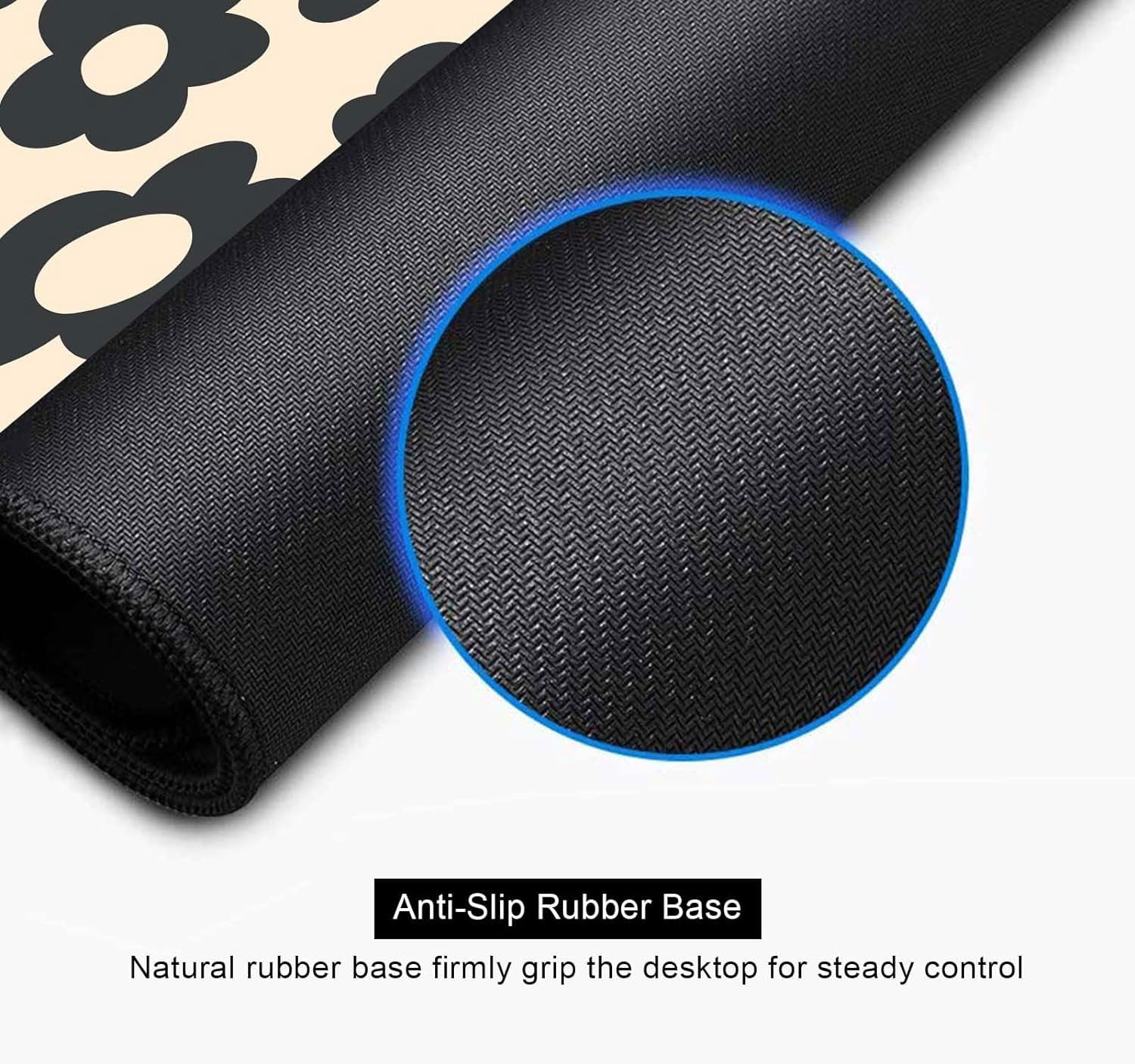 Abstract Black Flowers Large Mouse Pad for Desk, Vintage Floral Pattern Desk Pad, Cute Gaming Mouse Pad XXL, Full Desk Mouse Pad Desk Mat, 35.4 x 15.7 in