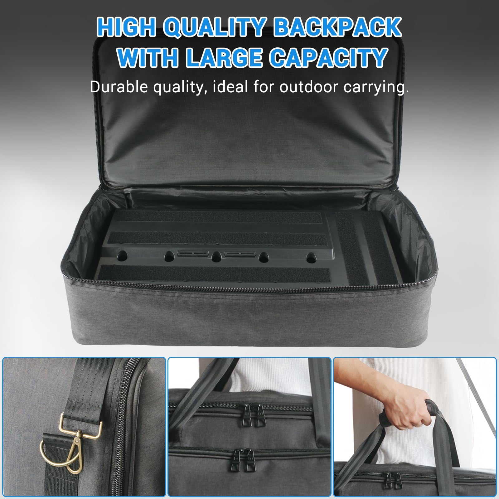 Soonbuy Guitar Pedal Board 11" x 22", Large Pedal Board with Carrying Bag, Lightweight Aluminum Alloy Effects Pedalboard with Pedal Cables Bag Hook Loop Strips for Guitar Player Bands Studio, Black