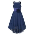 thumbnail image 1 of Raenseen Robe de Fête Sans Manches pour Filles, Fleur Ornée, Robe de Mariage Formelle Brillante, Bleu Marine 10, 1 of 7